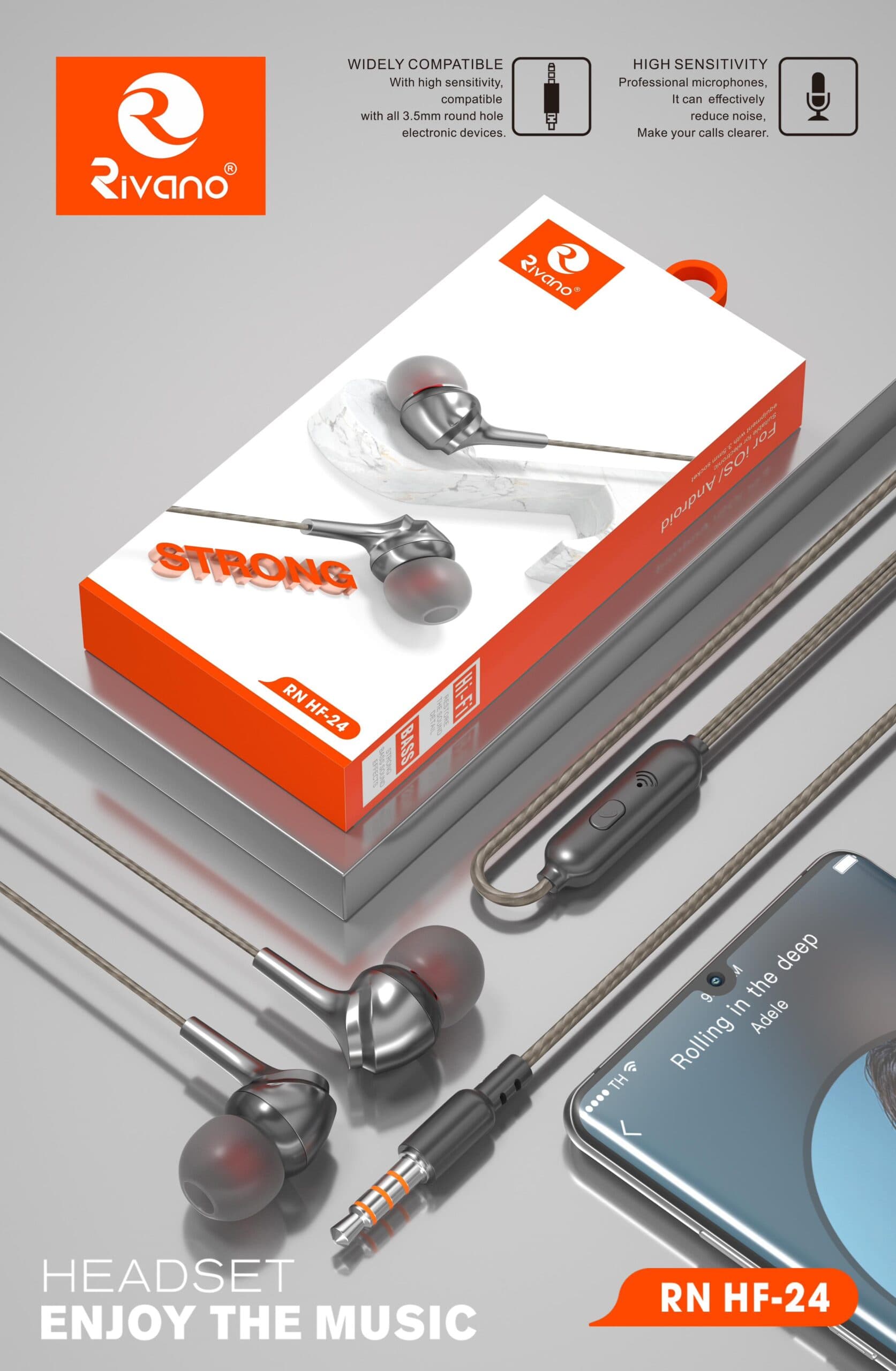 RIVANO RN HF-24 3.5MM HD SERIES WITH GLOOSY LOOK STRONG SOUND EARPHONE