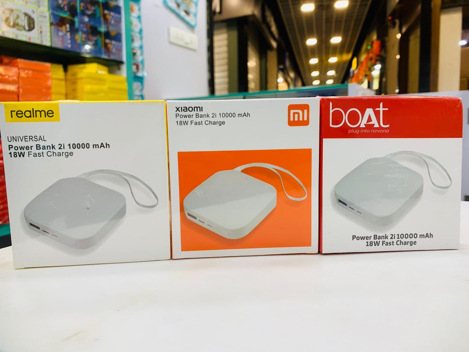 10000mAh Mini Square Power Bank | 18W Fast Charging Portable Pocket Charger with Lanyard Strap