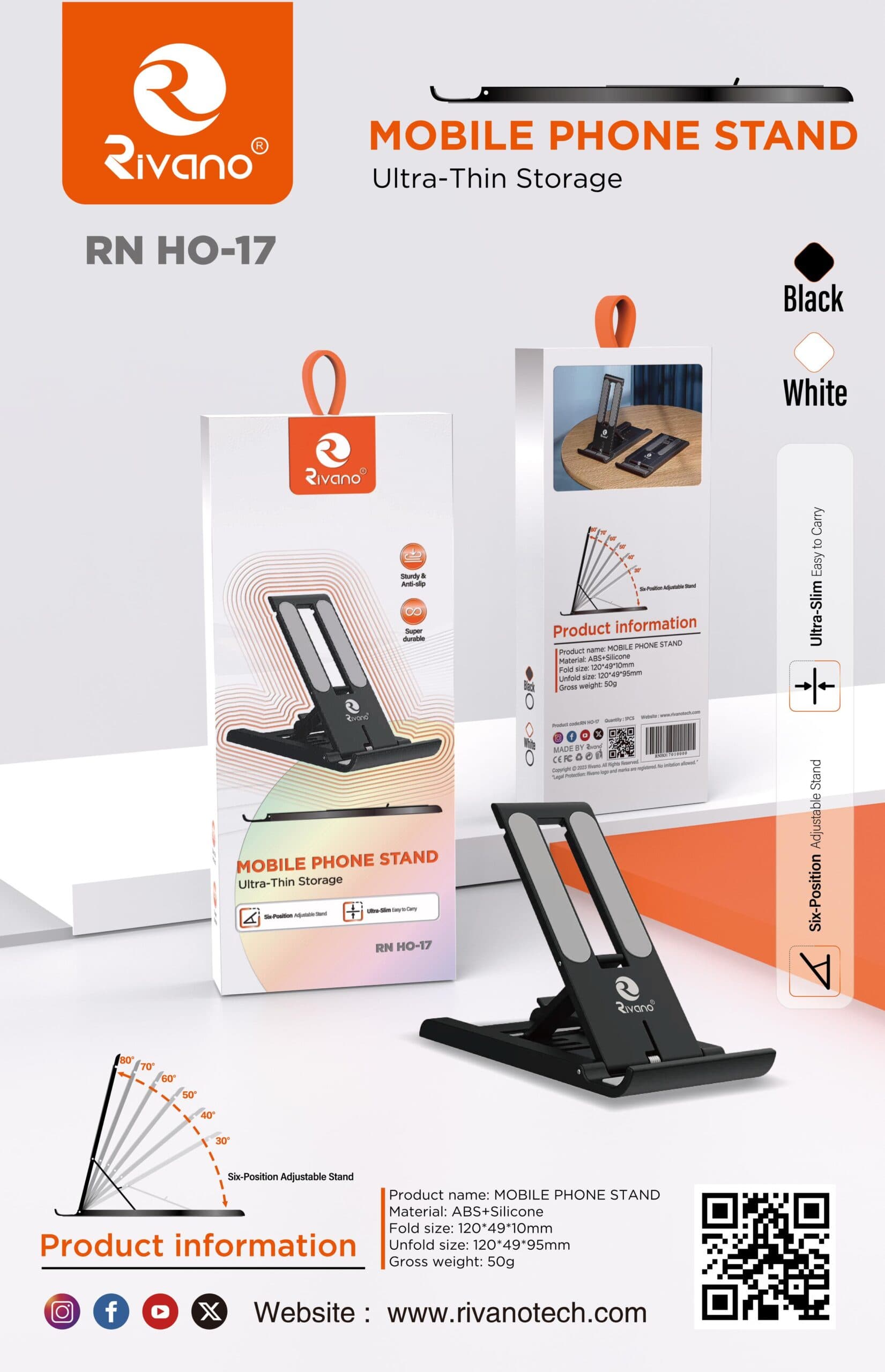 RIVANO RN HO-17 MOBILE PHONE ULTRA THIN STORAGE STAND
