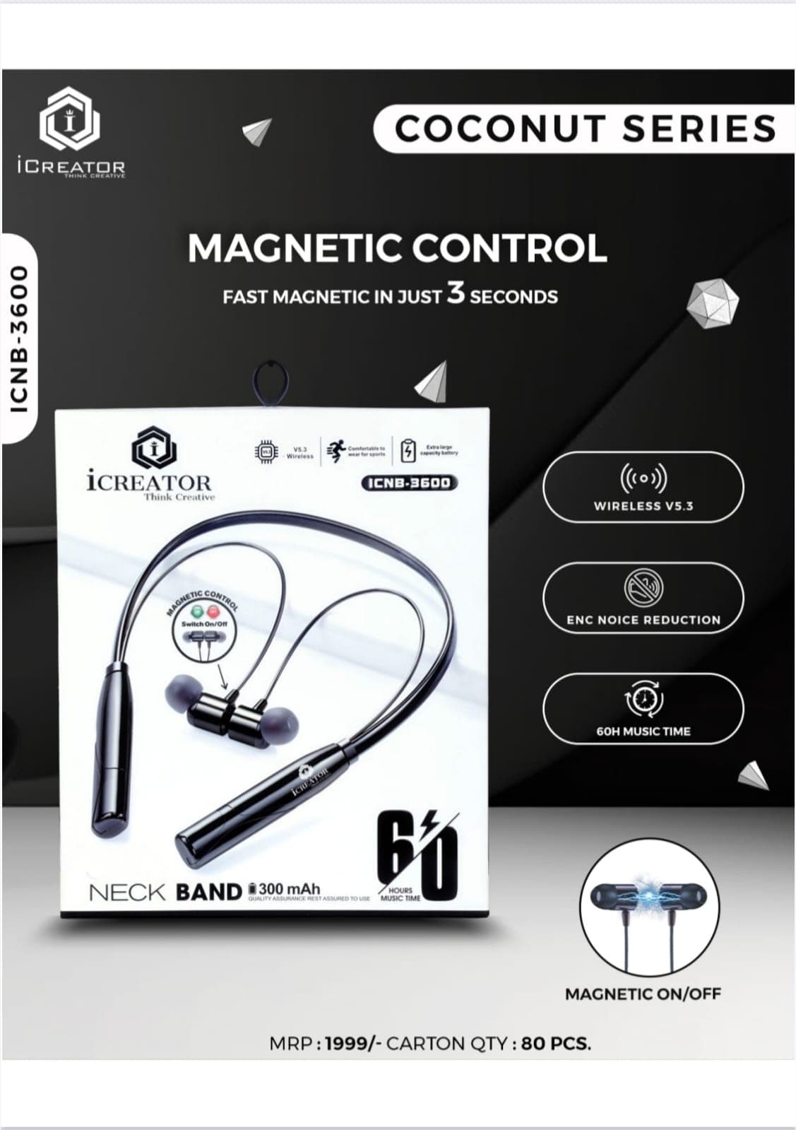 iCREATOR ICNB – 3600 MAGNETIC CONTROL NECKBAND