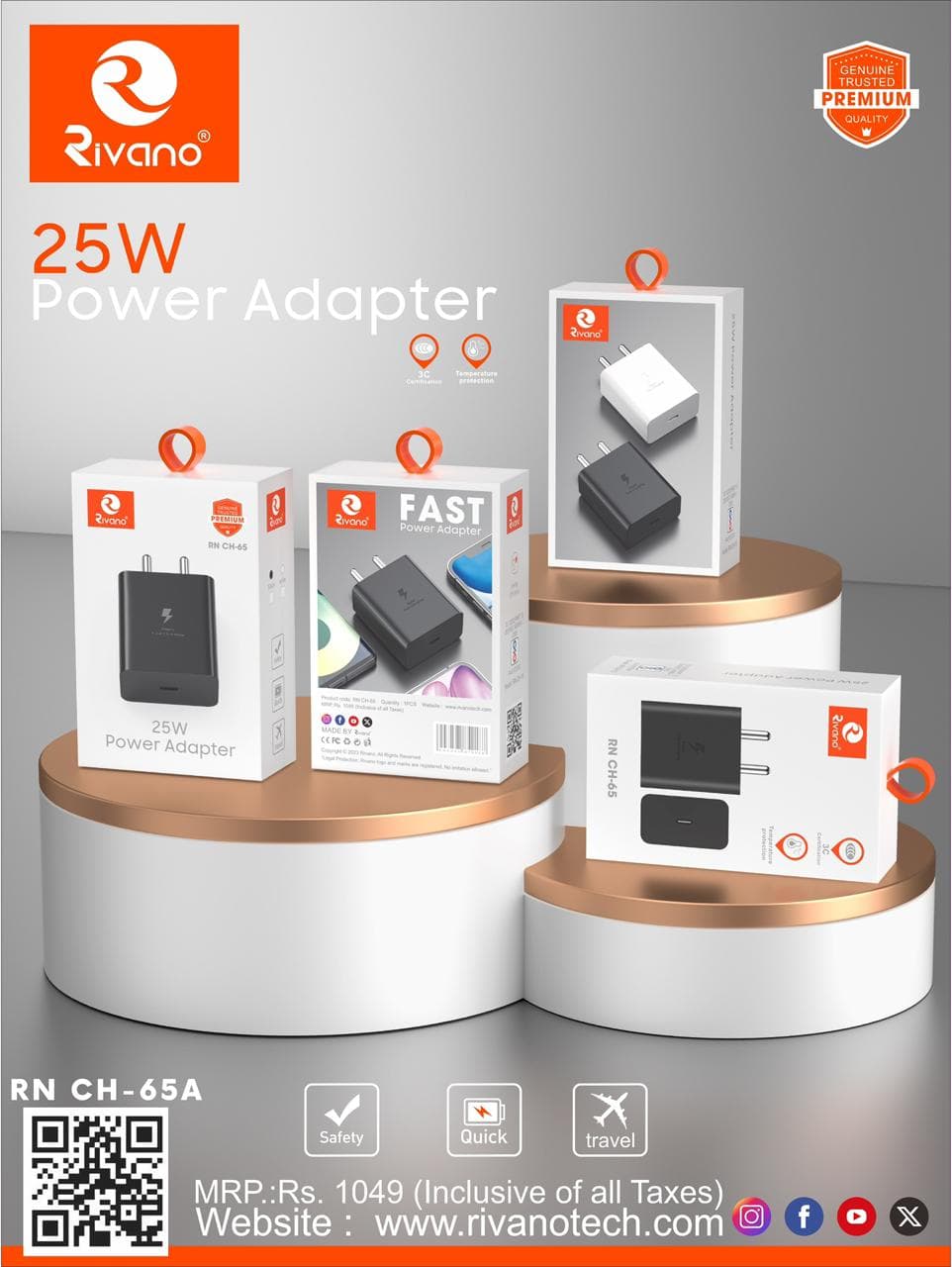 Rivano RN CH-65A 25W Super Fast Charging Power Adapter