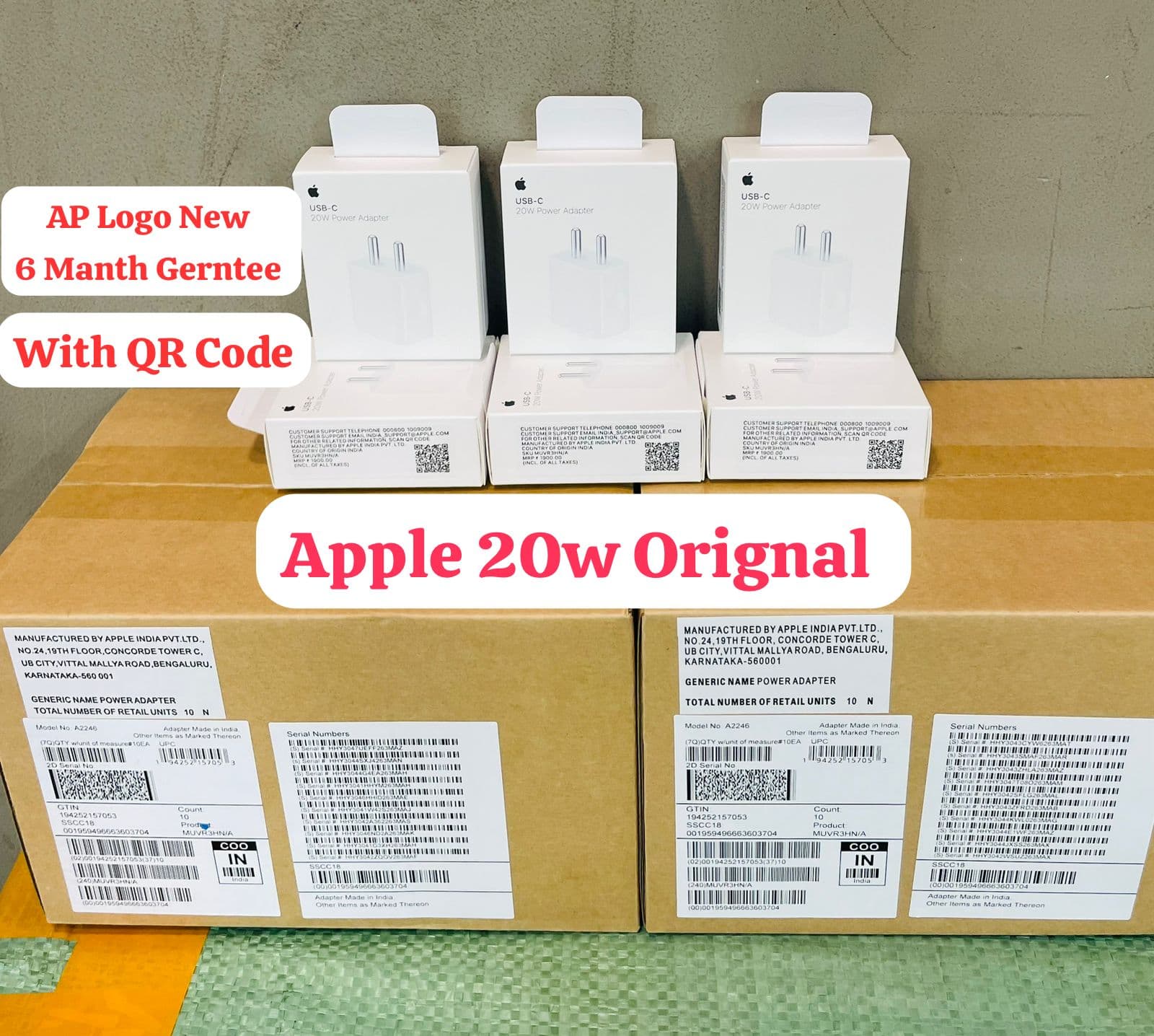 Apple 20W Adpater Orignal With AP Logo 6 MONTH WARRENTY