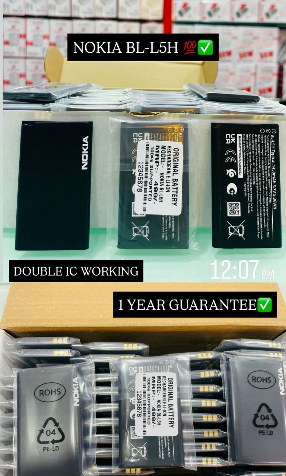 Nokia BL-L5H Original Rechargeable Li-ion Battery – Double IC Working, 1 Year Guarantee