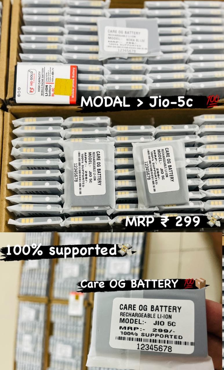 Jio 5C Care OG Rechargeable Li-ion Battery – 100% Supported