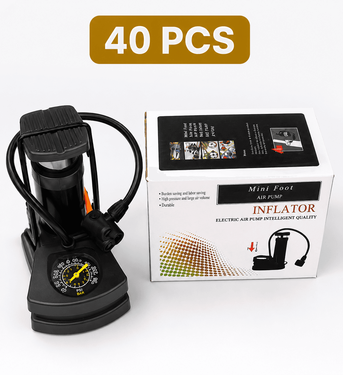 Portable Mini Foot Air Pump with Pressure Gauge