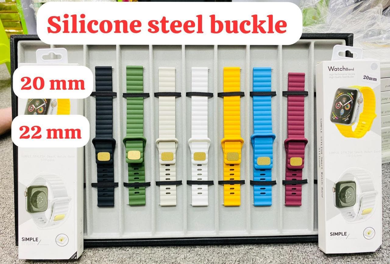 SILICON STEEL BUCKLE WATCH STRAP BELT — size: 42/44/45/49 MM