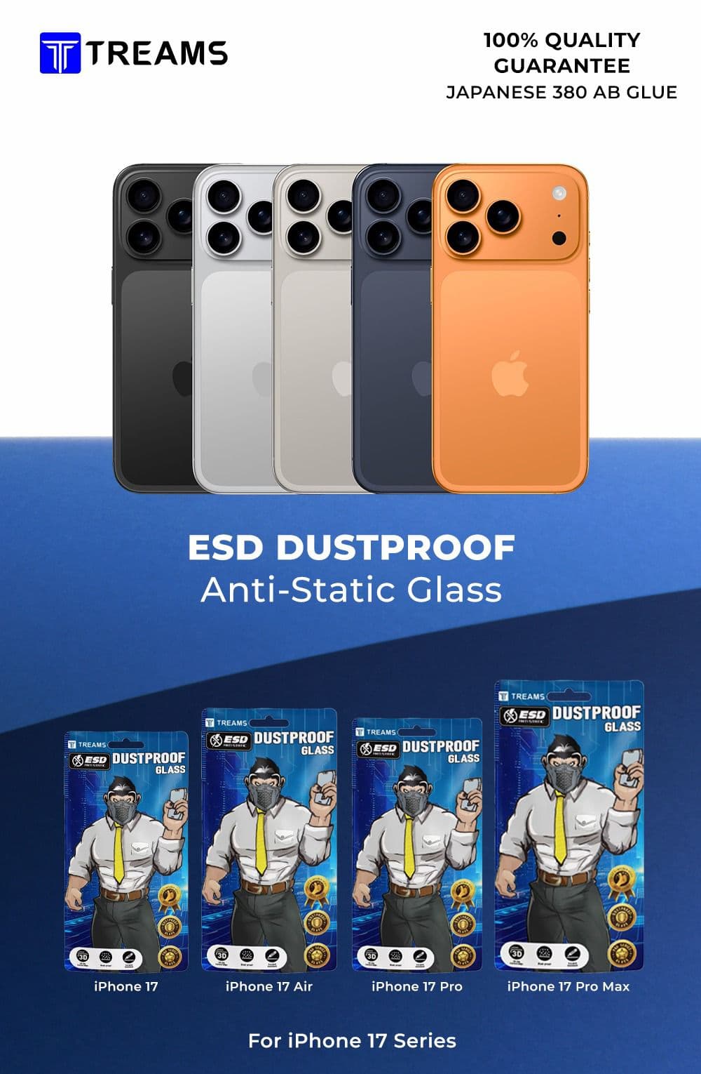 TREAMS ESD Dustproof Anti-Static Glass Screen Protector for iPhone – 100% Quality Guaranteed — Model: IP 11