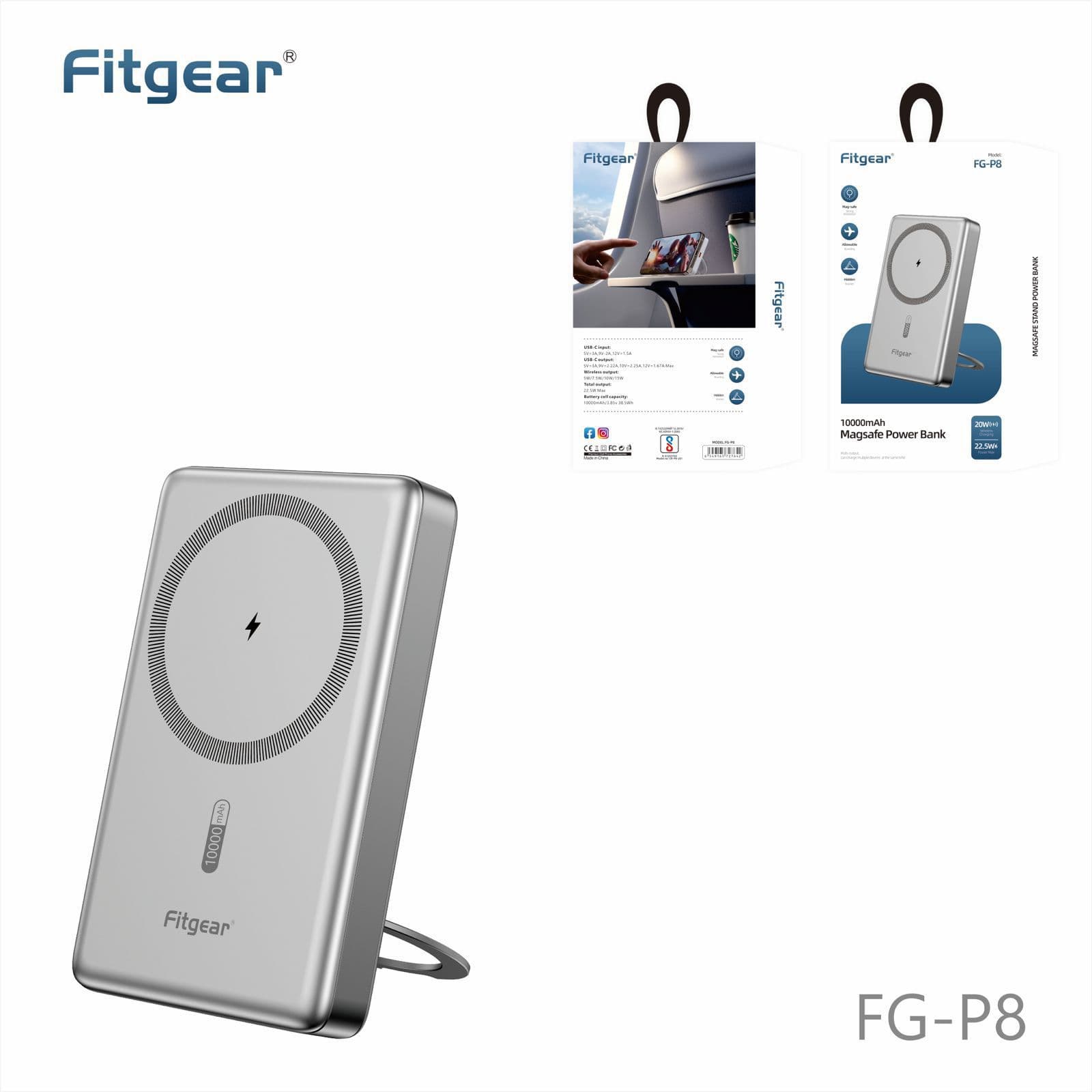 Fitgear FG-P8 Wireless power bank 🏦 10000 mah Slim body With mobile holder