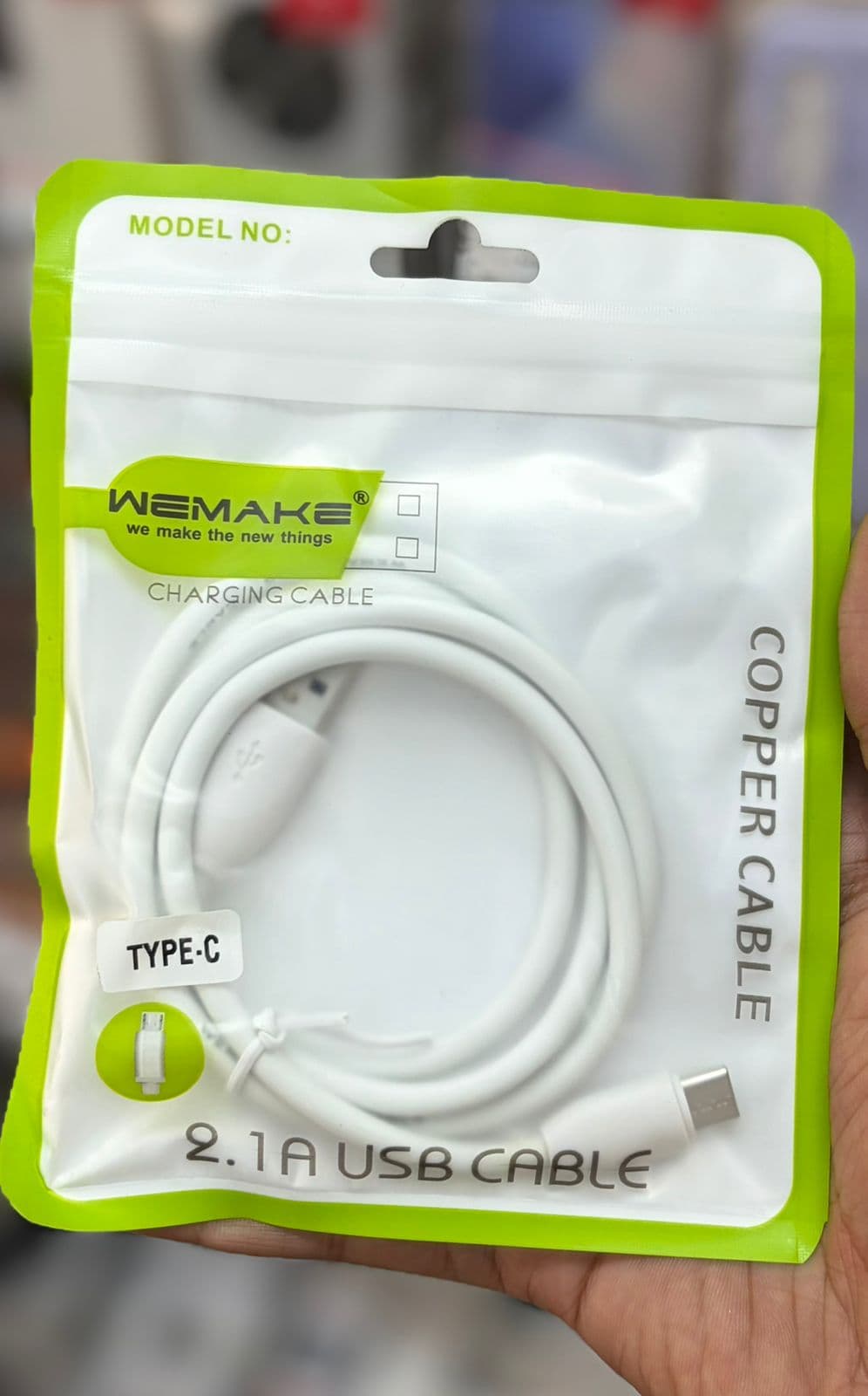 WEMAKE 2.1A Fast Charging Tyep C USB Cable – High-Speed Data Sync Pure Copper Cable (White)