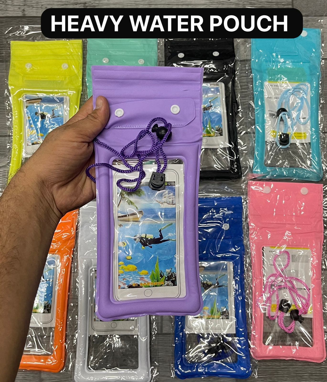 Heavy-Duty Waterproof Mobile Pouch with Lock & Lanyard | Premium Thick TPU Phone Dry Bag for Diving, Swimming, & Monsoons