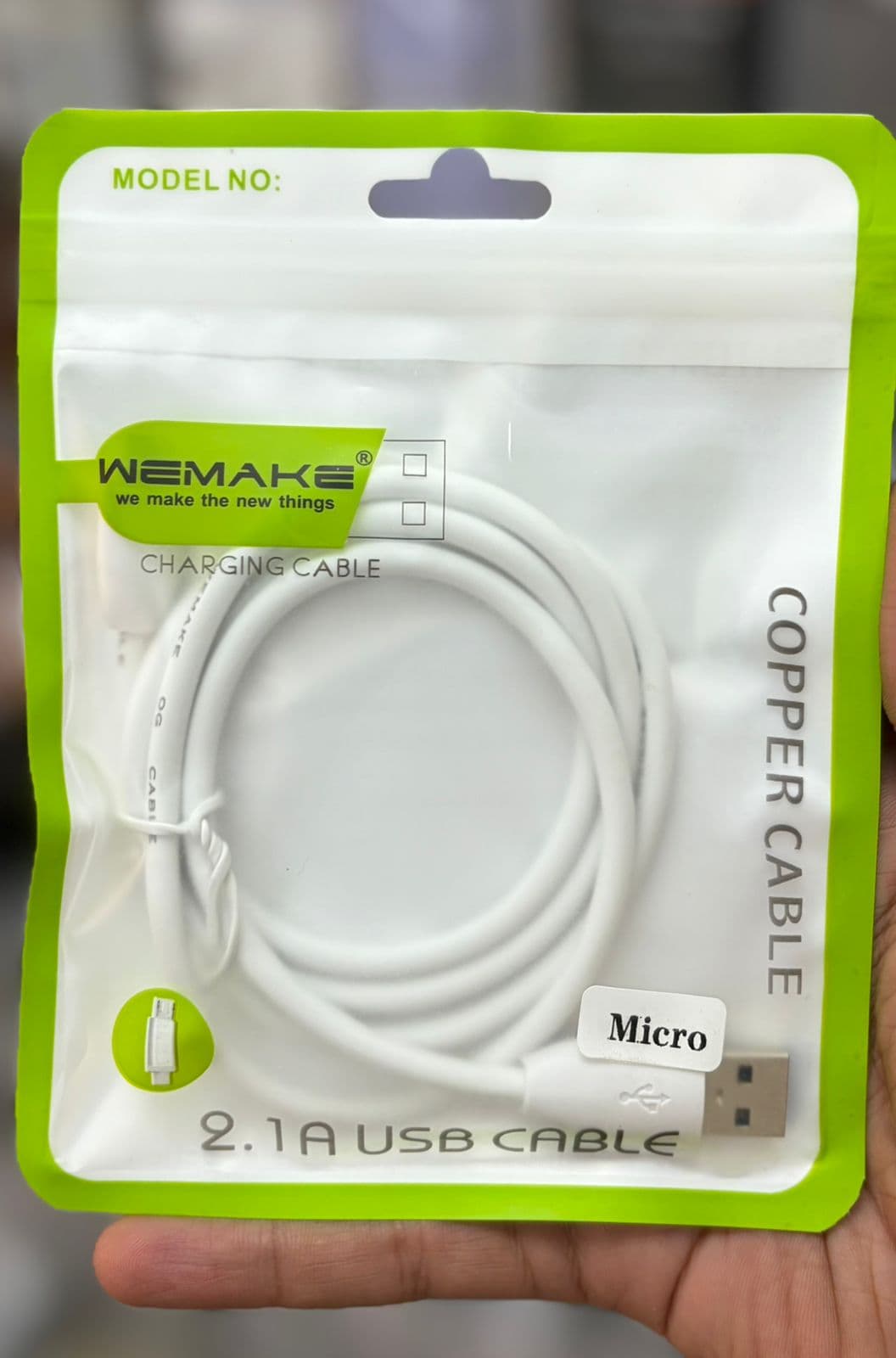 WEMAKE 2.1A Fast Charging Micro USB Cable – High-Speed Data Sync Pure Copper Cable (White)