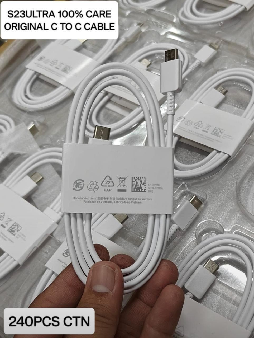 Samsung S23 Ultra C to C 100% Care og Cable