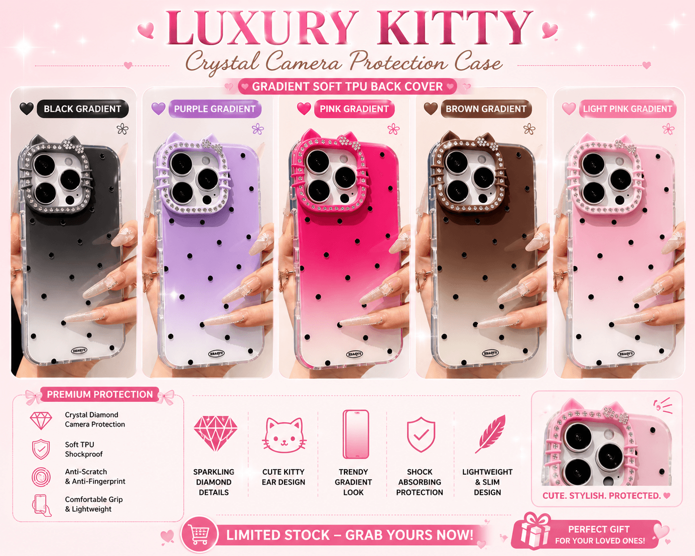 NEW ARRIVAL – KITTY BLING CAMERA CASE — Model: IP 14