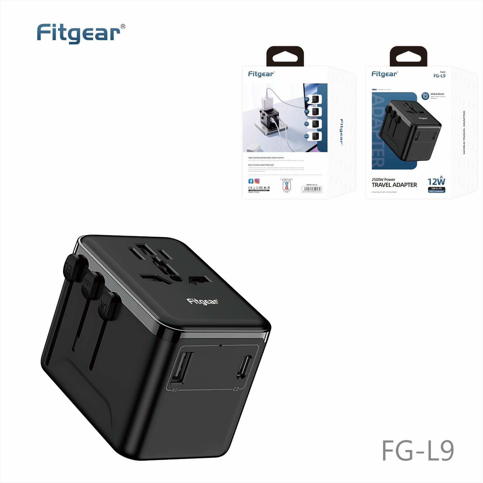 Fitgear FG-L9 Universal Travel Adapter International Wall Charger