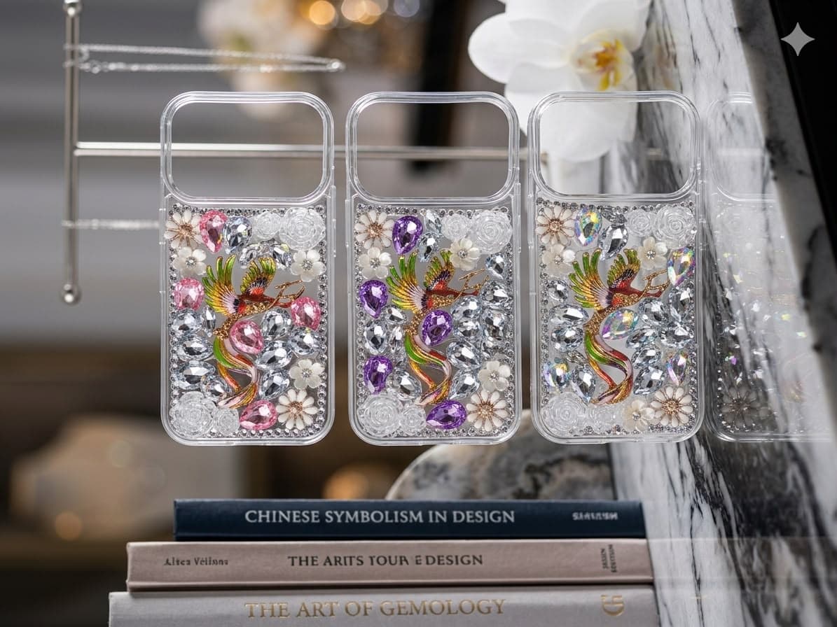 BEAUTIFULL DIAMOND & PEARL HANDWROK CASE — Model: IP 14