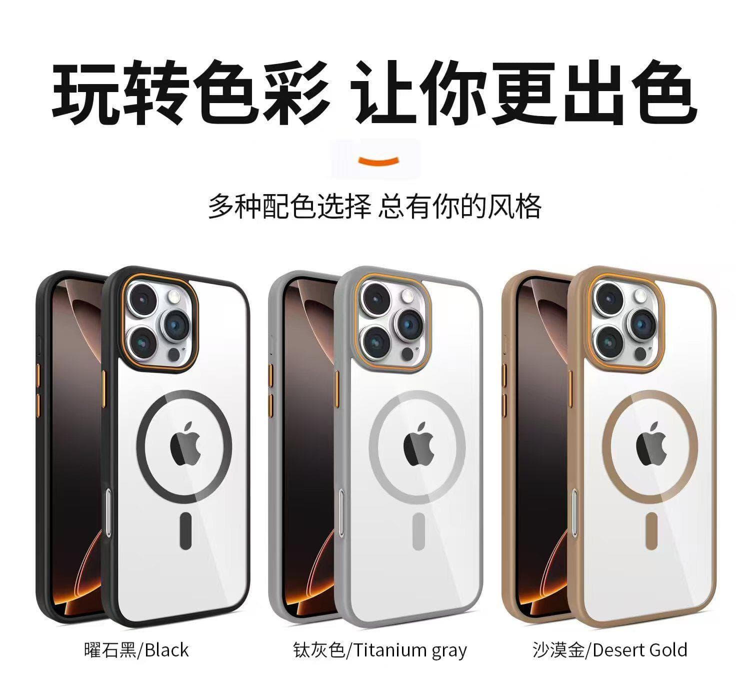 HIGH QUALITY TRANSPARENT MAGSAFE CASE WITH METAL KEY & COLOURING CAMERA RING — Model: IP 15