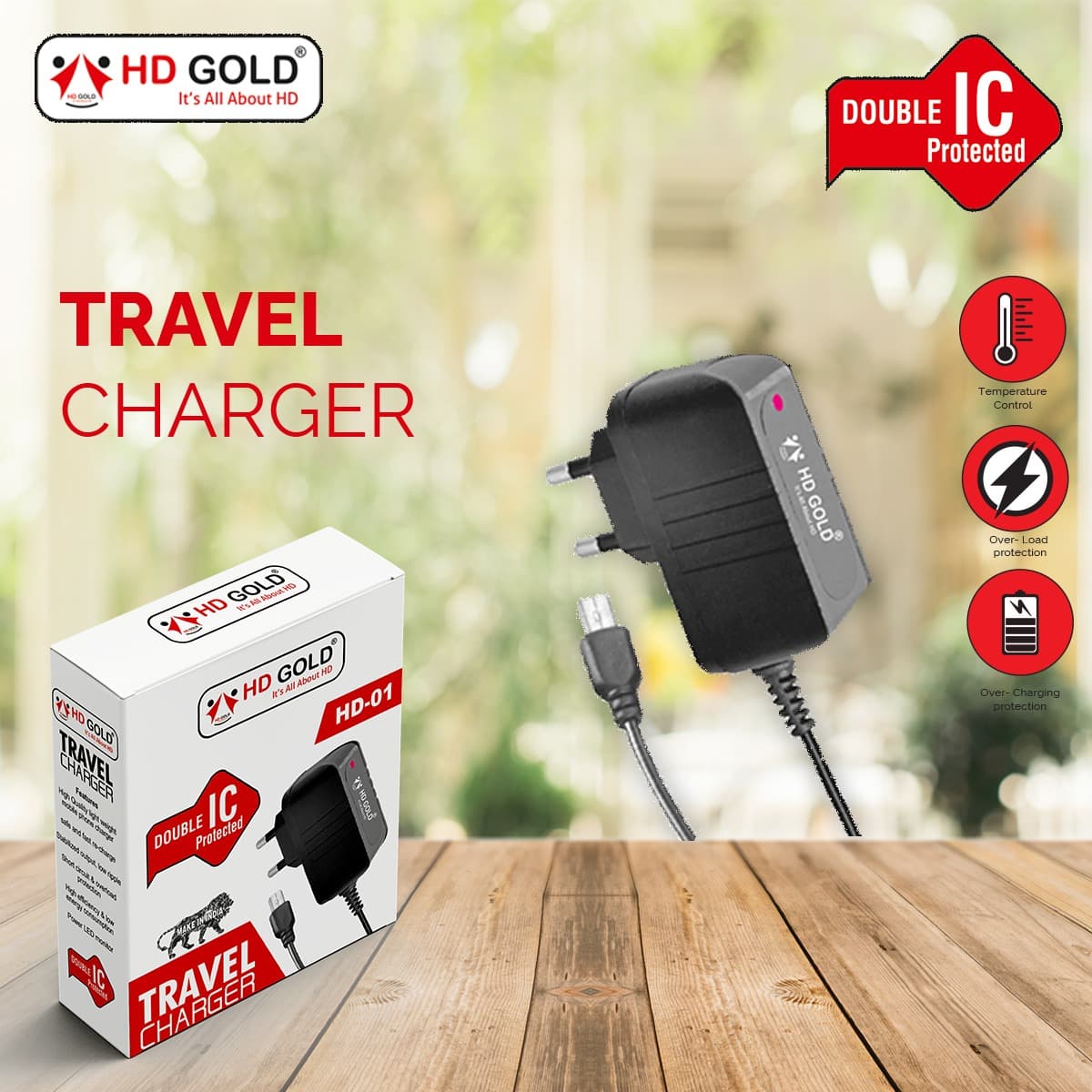 HD GOLD TRAVEL CHARGER ( 1 YEAR GUARANTEE)