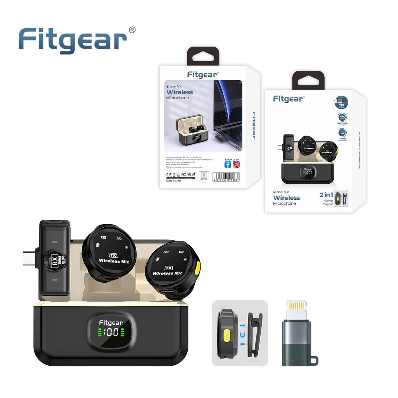 Fitgear FG-X6 wireless microphone 2in1 clamp magnet Automatic connection Strong compatibility Otg working
