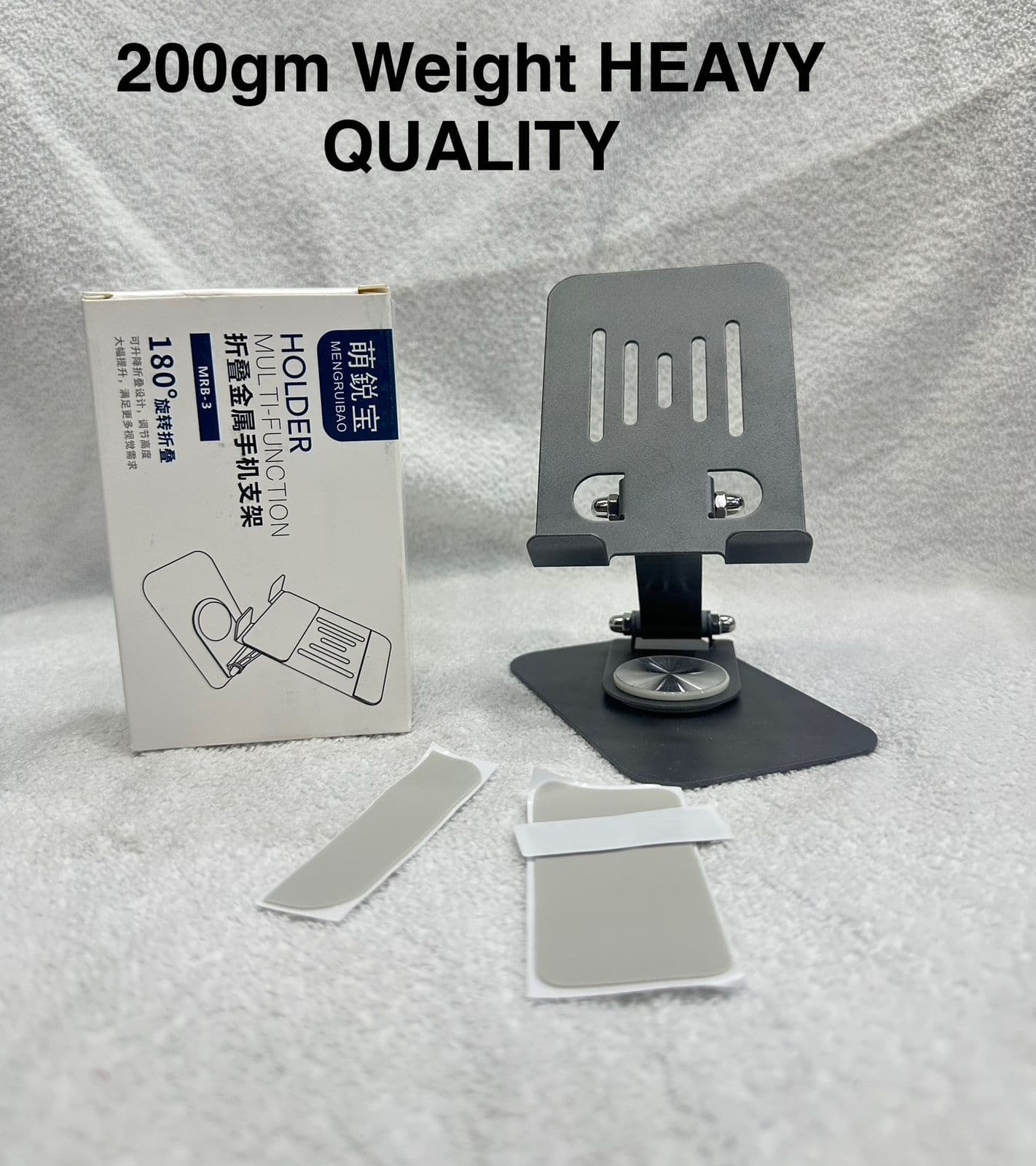 Heavyweight 200g Metal Rotating Phone Holder – 360° Swivel & 180° Foldable Desktop Stand