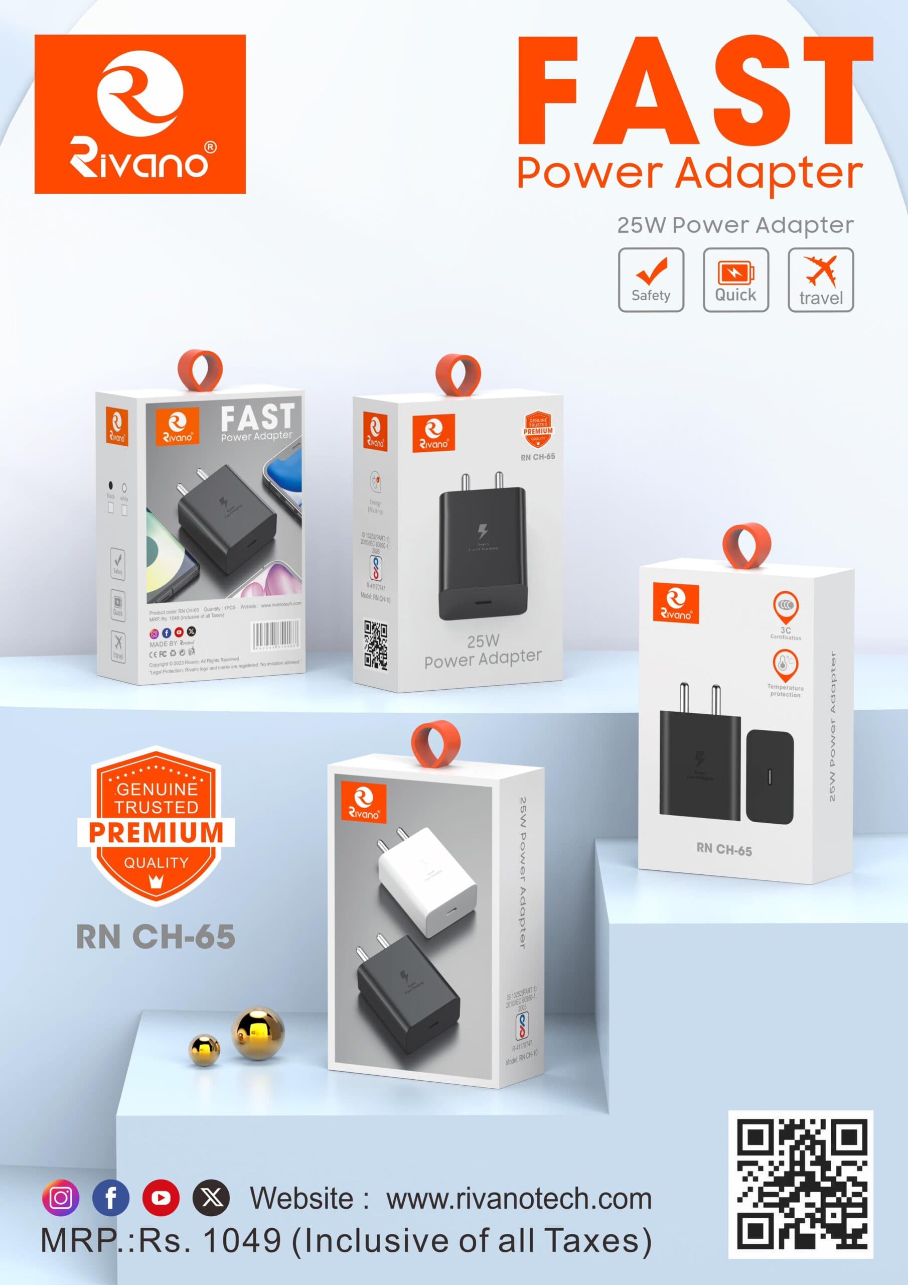 RIVANO RN CH-65 25W POWER ADAPTER SUPER FAST CHARGING