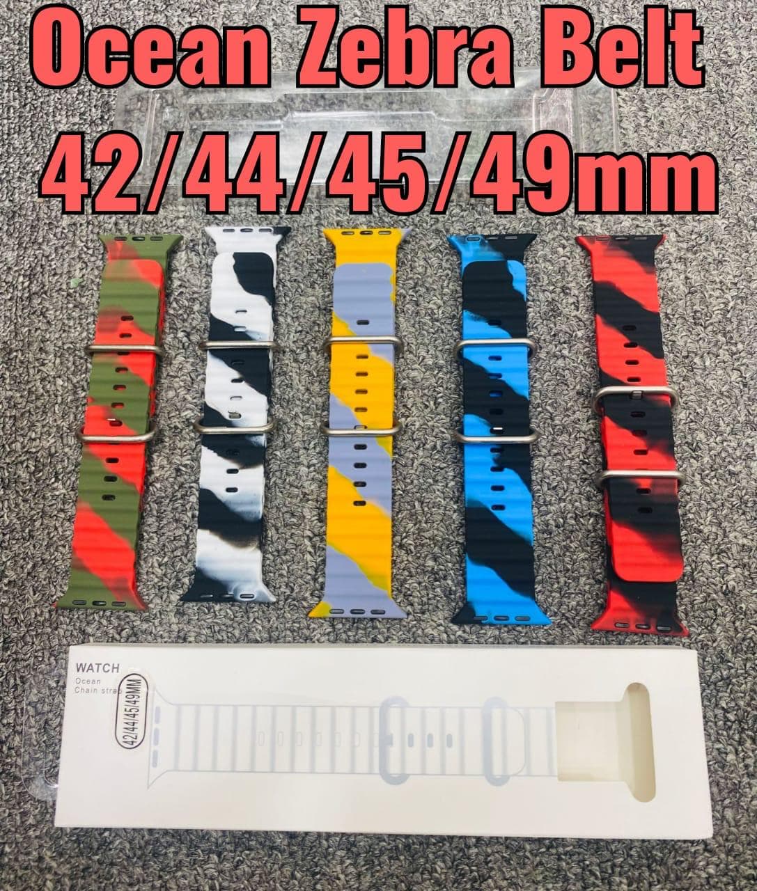 OCEAN ZEBRA SMART WATCH STRAP — size: 42/44/45/49 MM