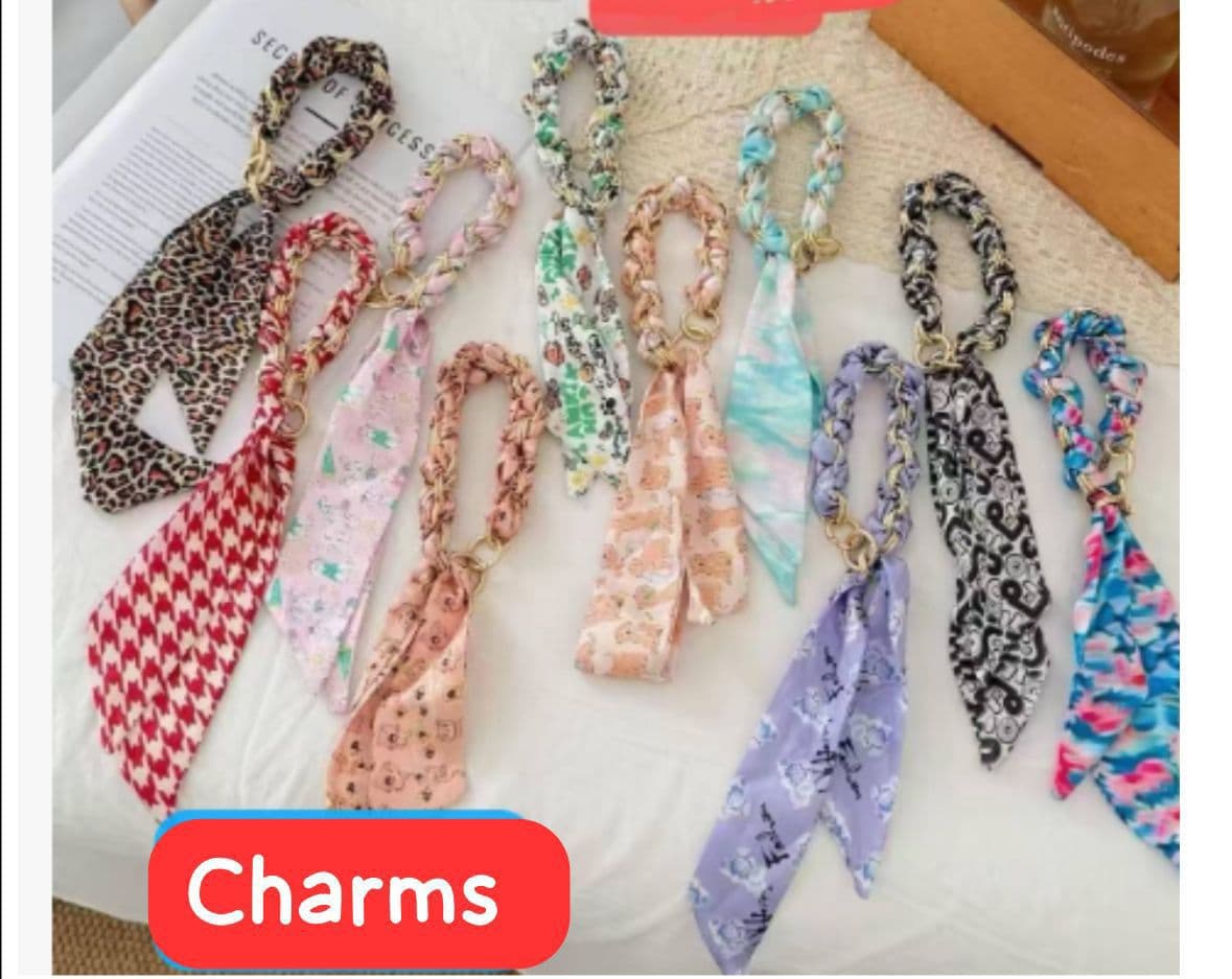 Scarf-Chain Wristlet & Bag Charm – Floral, Leopard & Geometric Fabric Bag Charms