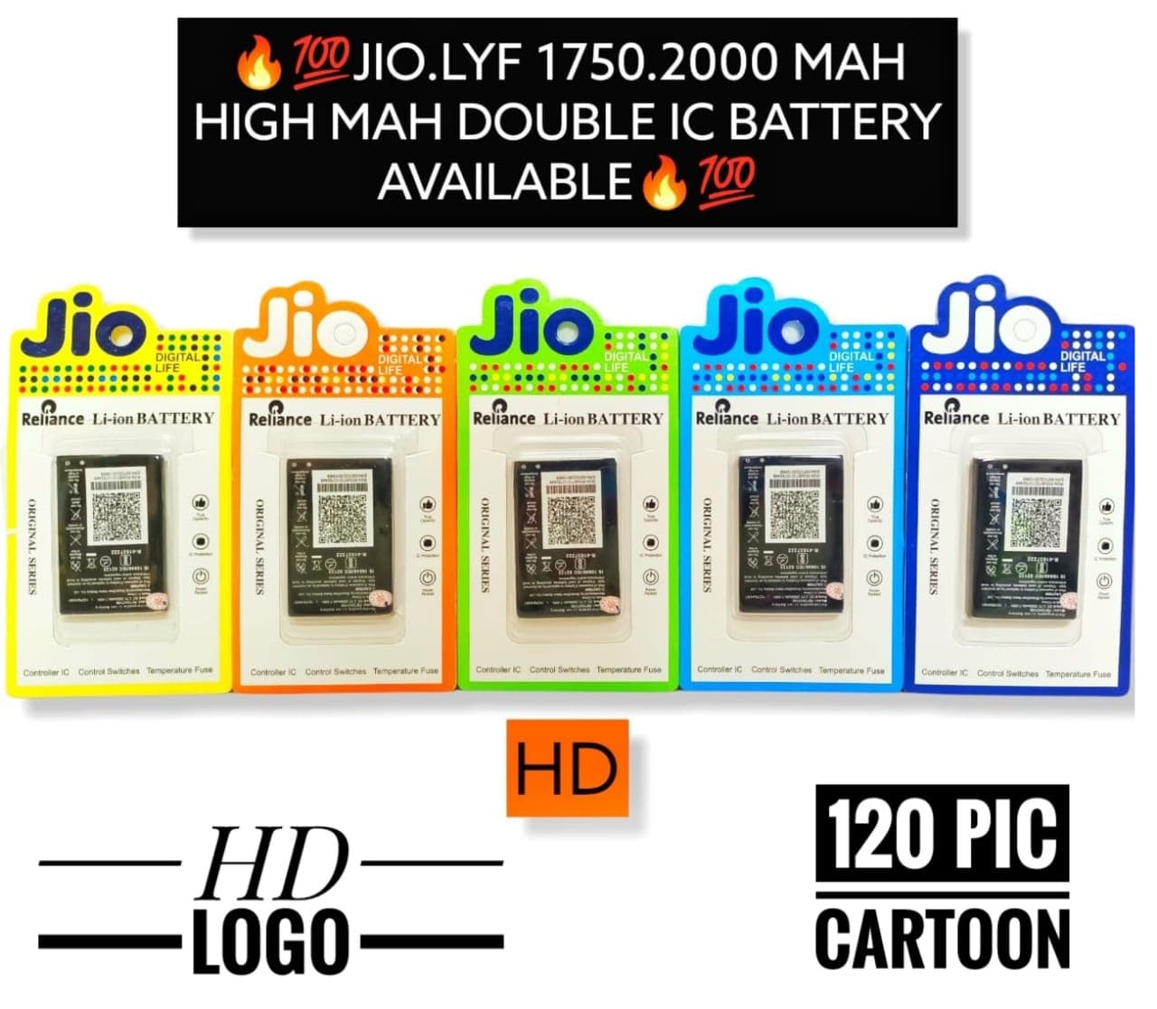 Jio LYF 1750/2000mAh High mAh Double IC Battery | HD Logo