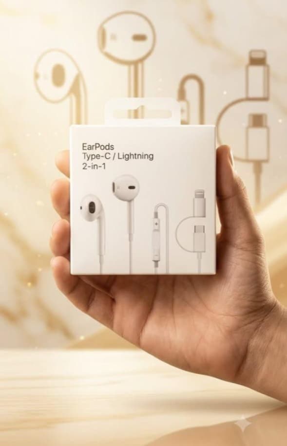 2-in-1 Dual-Plug EarPods – Type-C & Lightning Stereo Earphones with In-Line Mic & Remote