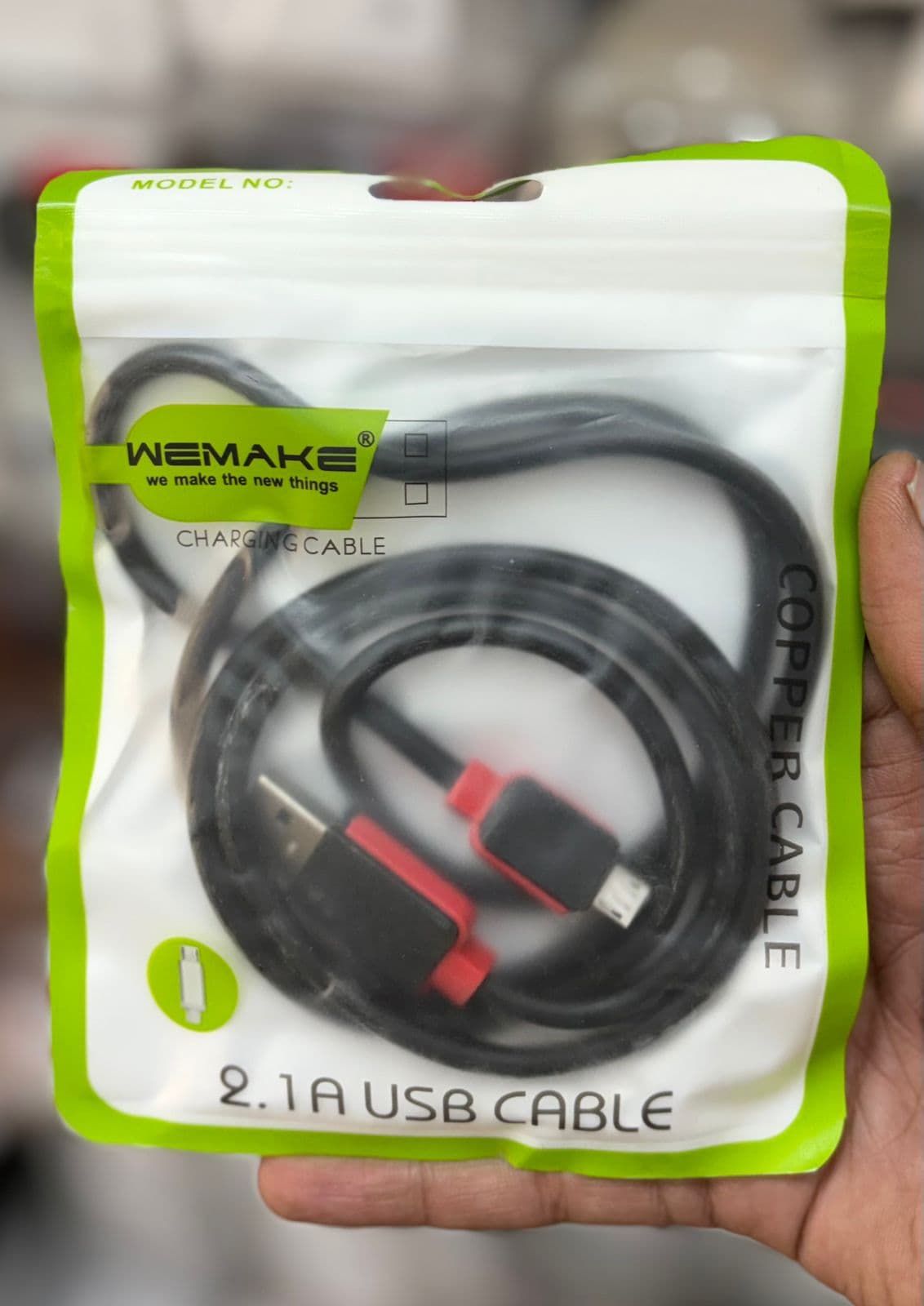 WEMAKE 2.1A Micro USB Fast Charging Cable – High-Speed Data Sync Pure Copper Cable (Black & Red)