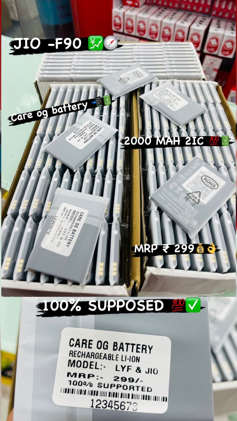 LYF & Jio F90 Care OG 2000 mAh Rechargeable Li-ion Battery – 100% Supported