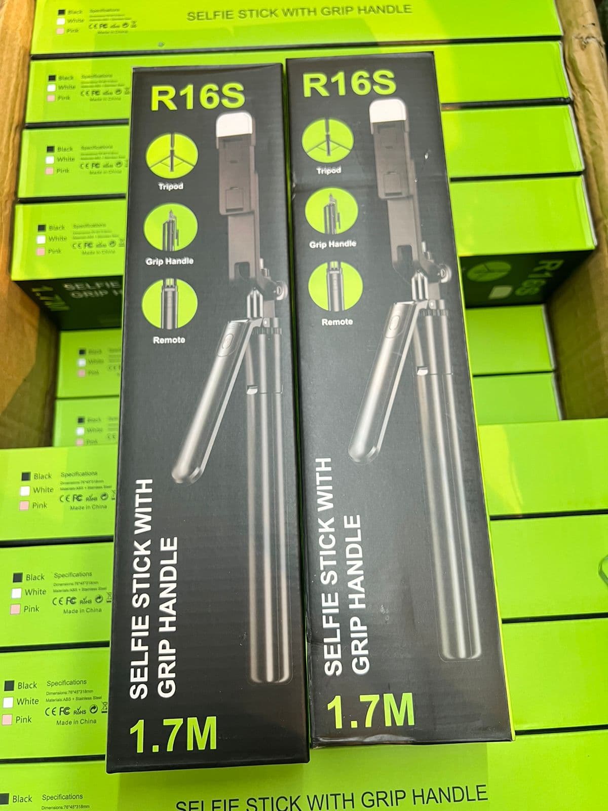 R16S 1.7M Selfie Stick Tripod with Fill Light, Bluetooth Remote & Grip Handle