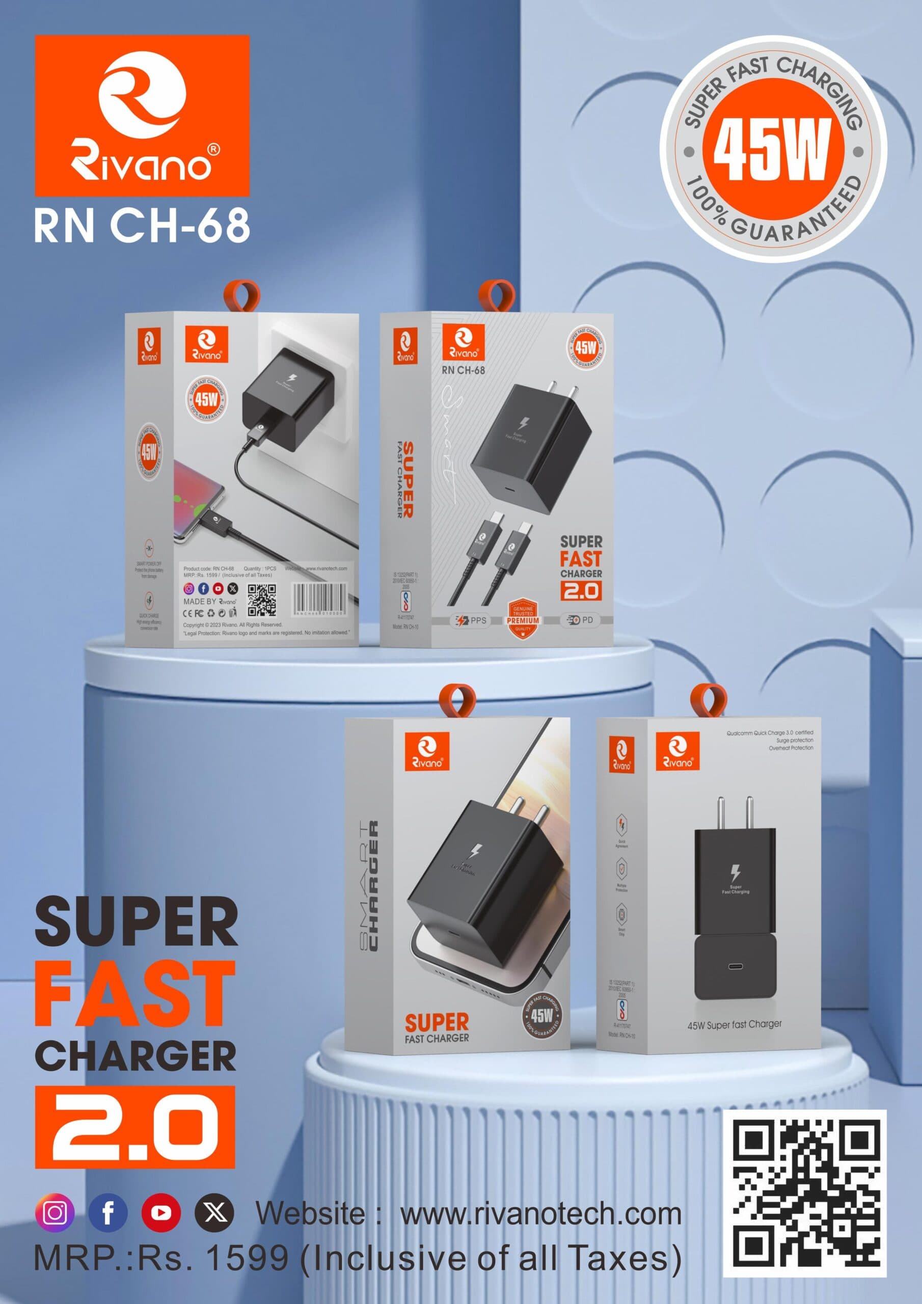 Rivano RN CH-68 45W Super Fast Charger 2.0