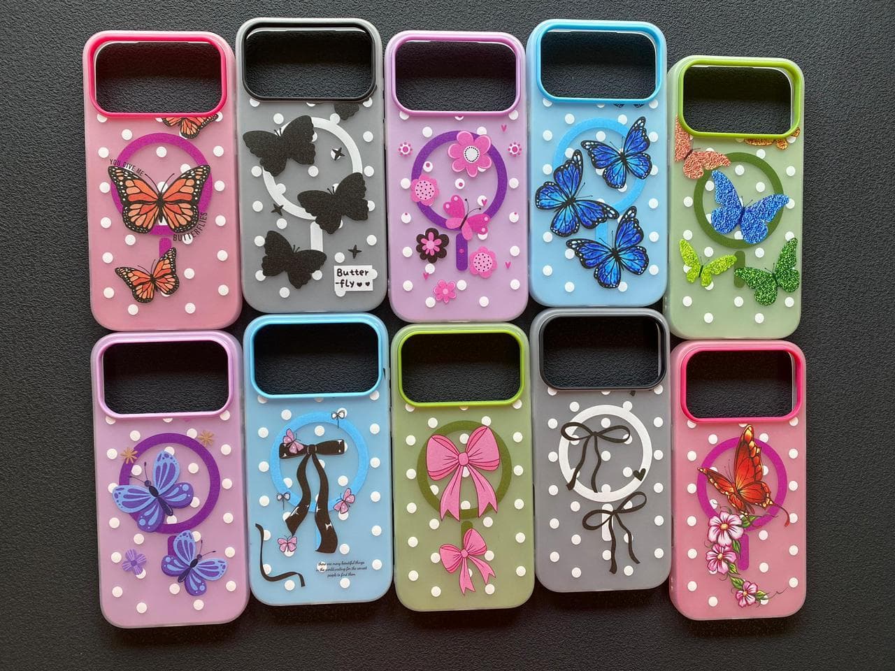 OG NEW LADIES NEON 2 IN 1 FLOWER,BUTTERFLY MAGSAFE CIRCLE DESIGN CASE🔥 — Model: IP 16