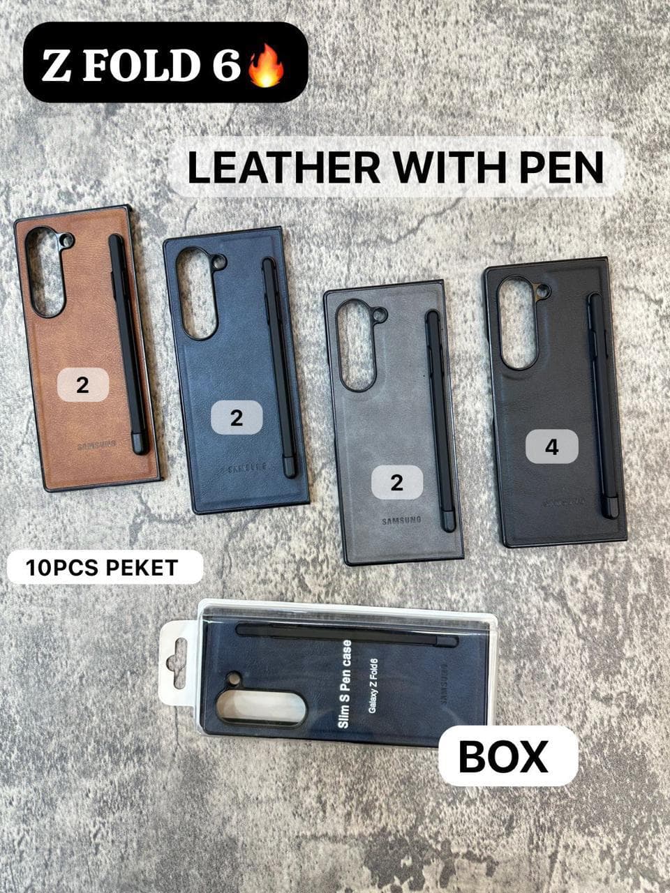 LEATHER COVER FOLD 6 WITH PEN
