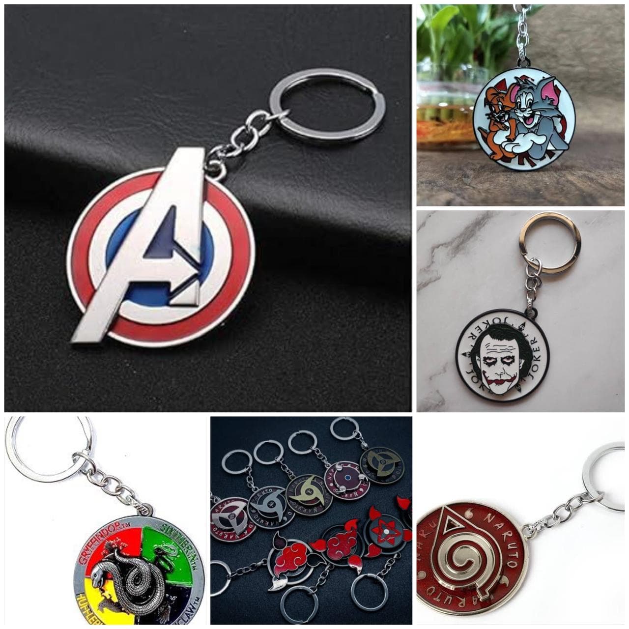 Assorted Metal Enamel Keychains – Heavy Duty Movie & Anime Character Keyrings