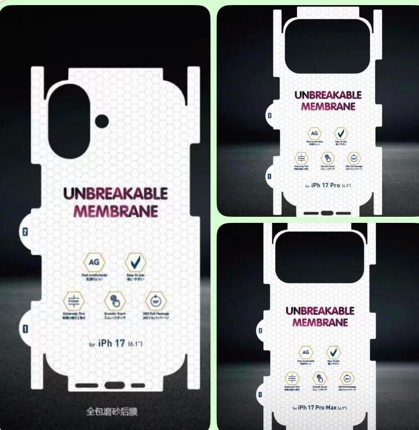 3 LAYER MATTE 360 FULL BACK MEMBRANE — Model: IP 17