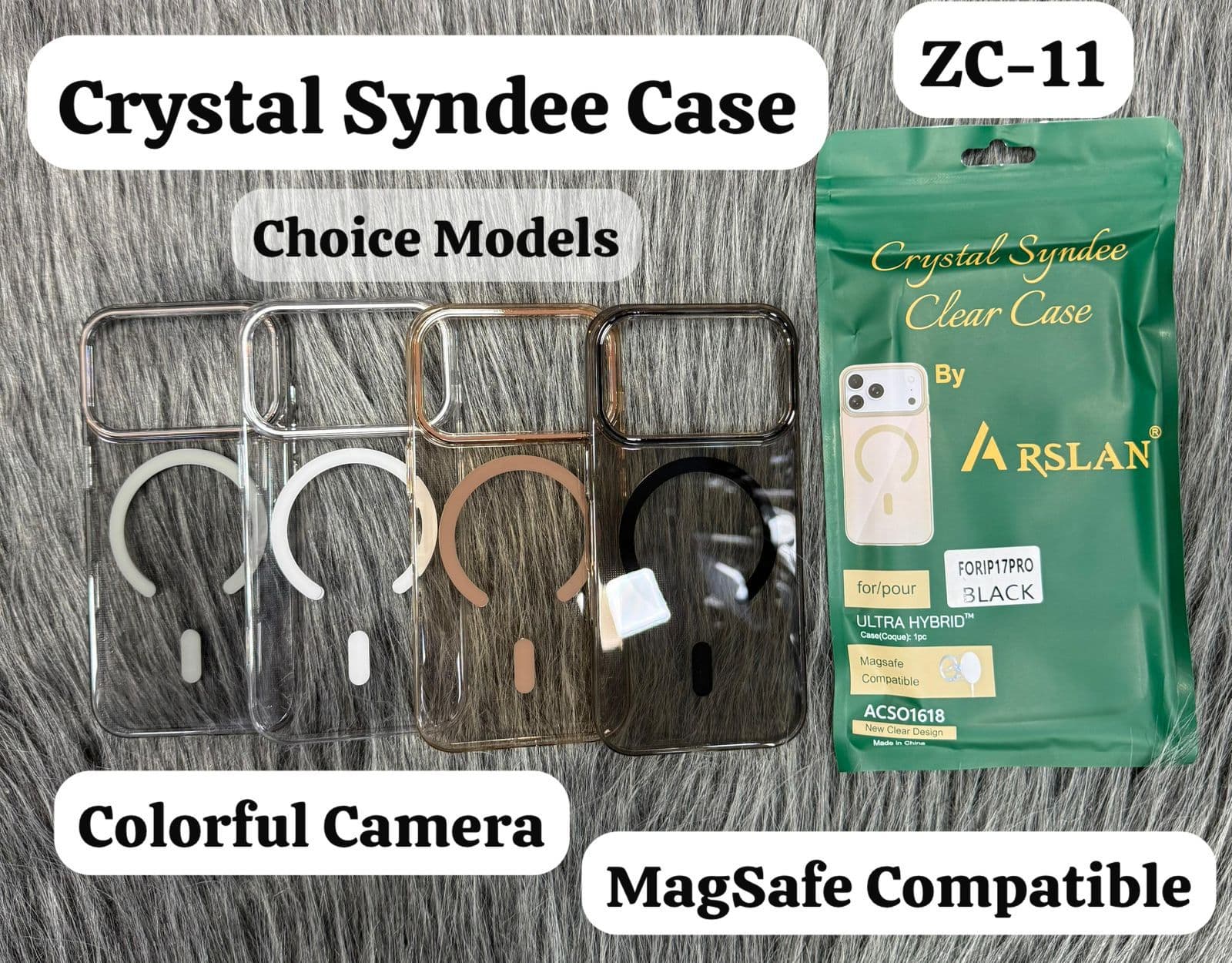 Arslan ®️ Crystal Syndee Case (ZC-11) 🔥 With MagSafe Working – For Special Android and iPhone Models — Model: SAMSUNG A55 5G