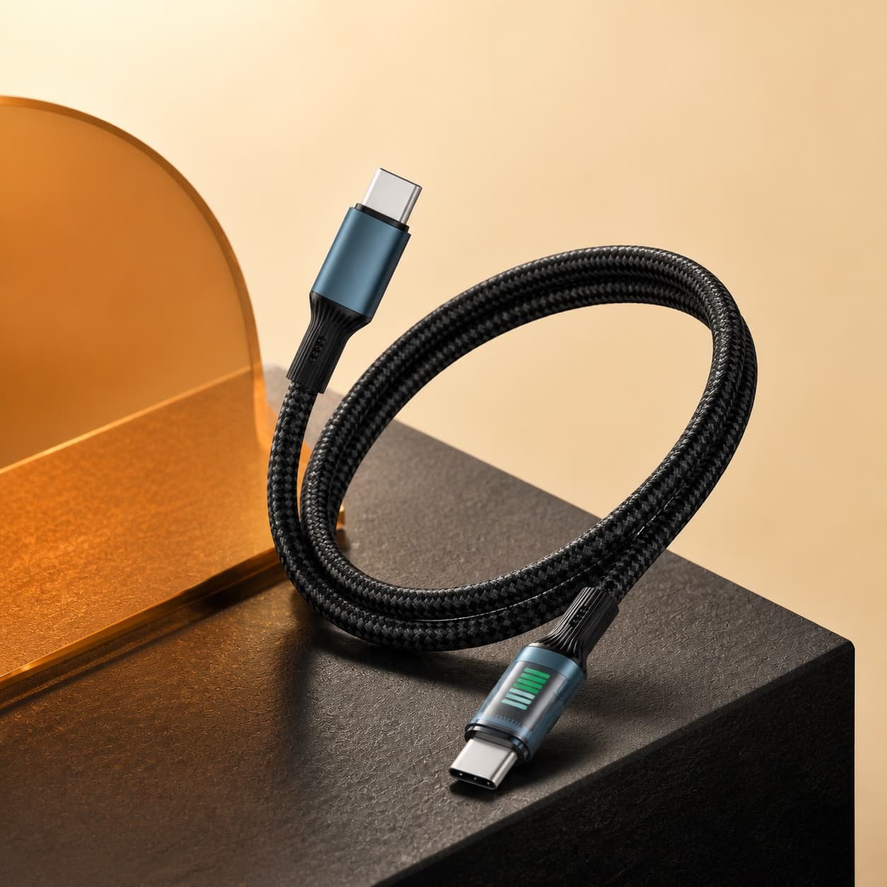 Fitgear FG-C7 USB-C to USB-C 60W Fast Charging Cable (1.2m) – Horse Race Lamp Transparent Shell Braided Data Cable