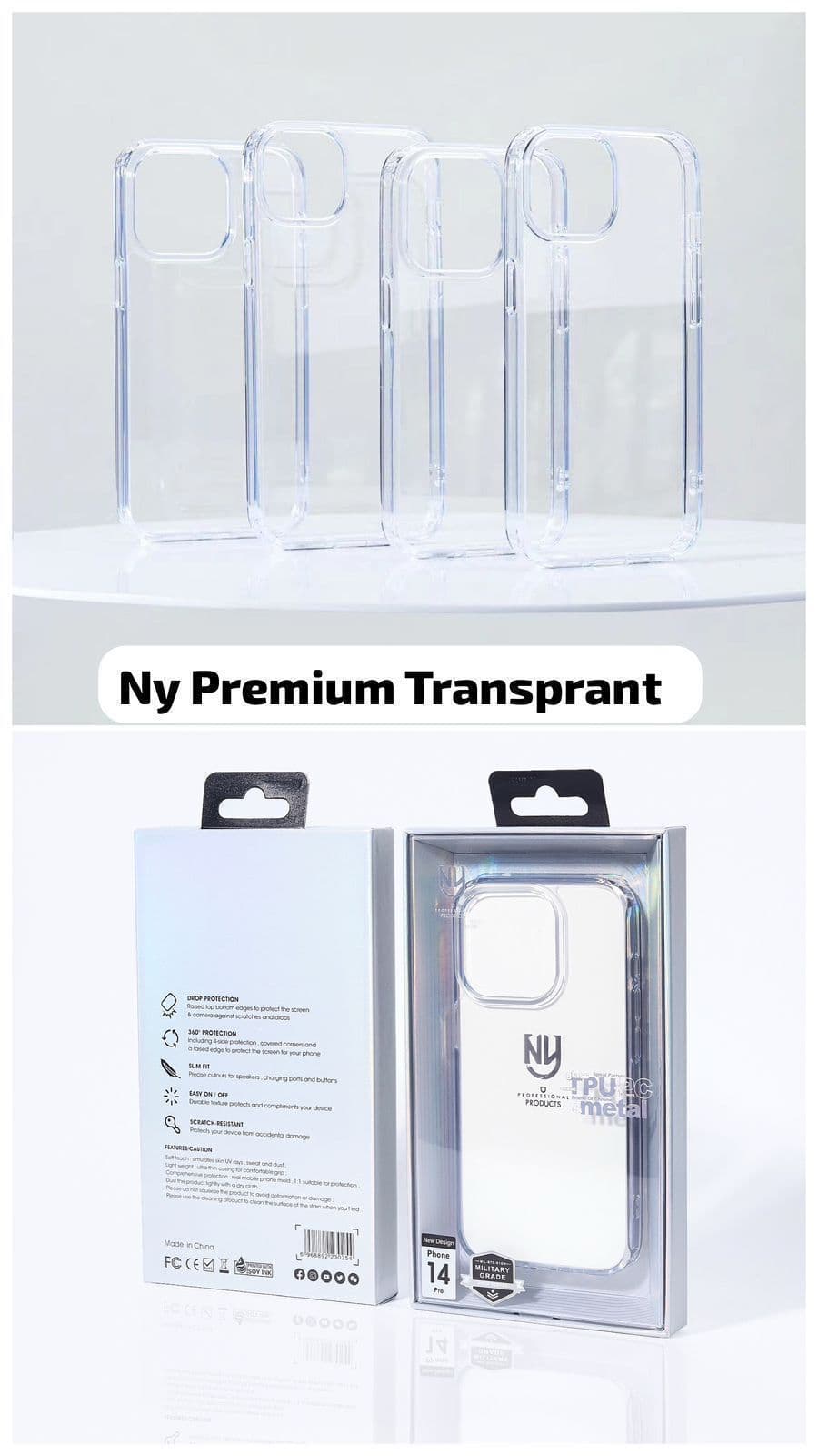 NY Original clear transparent Side soft back hard COVER — Model: IP 12