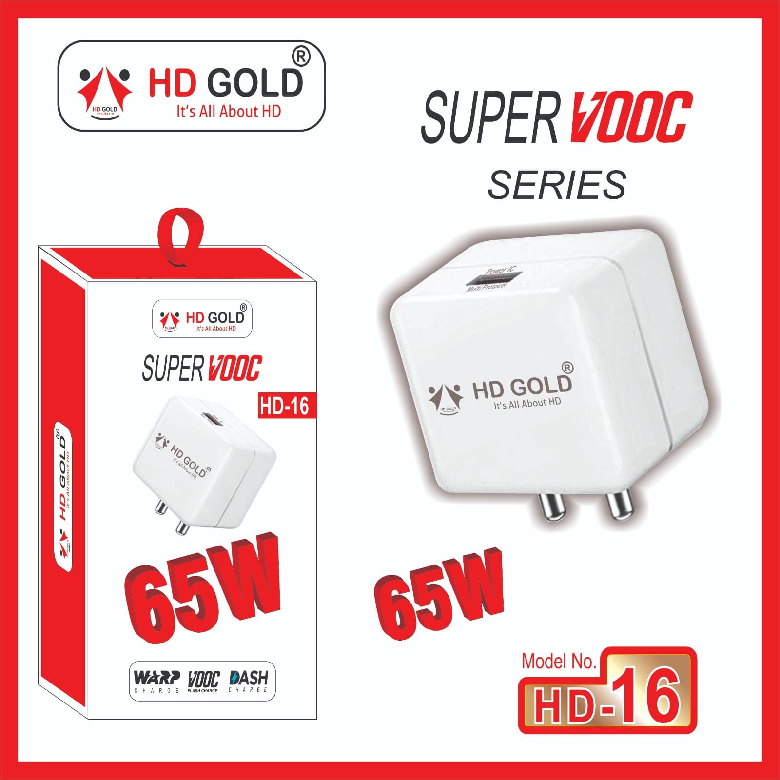🔥 HD GOLD 👉65W 👈 📍TYP.C📍💯( HD-16) 💯 SUPER SERIES FAST CHARGER (1YEAR)