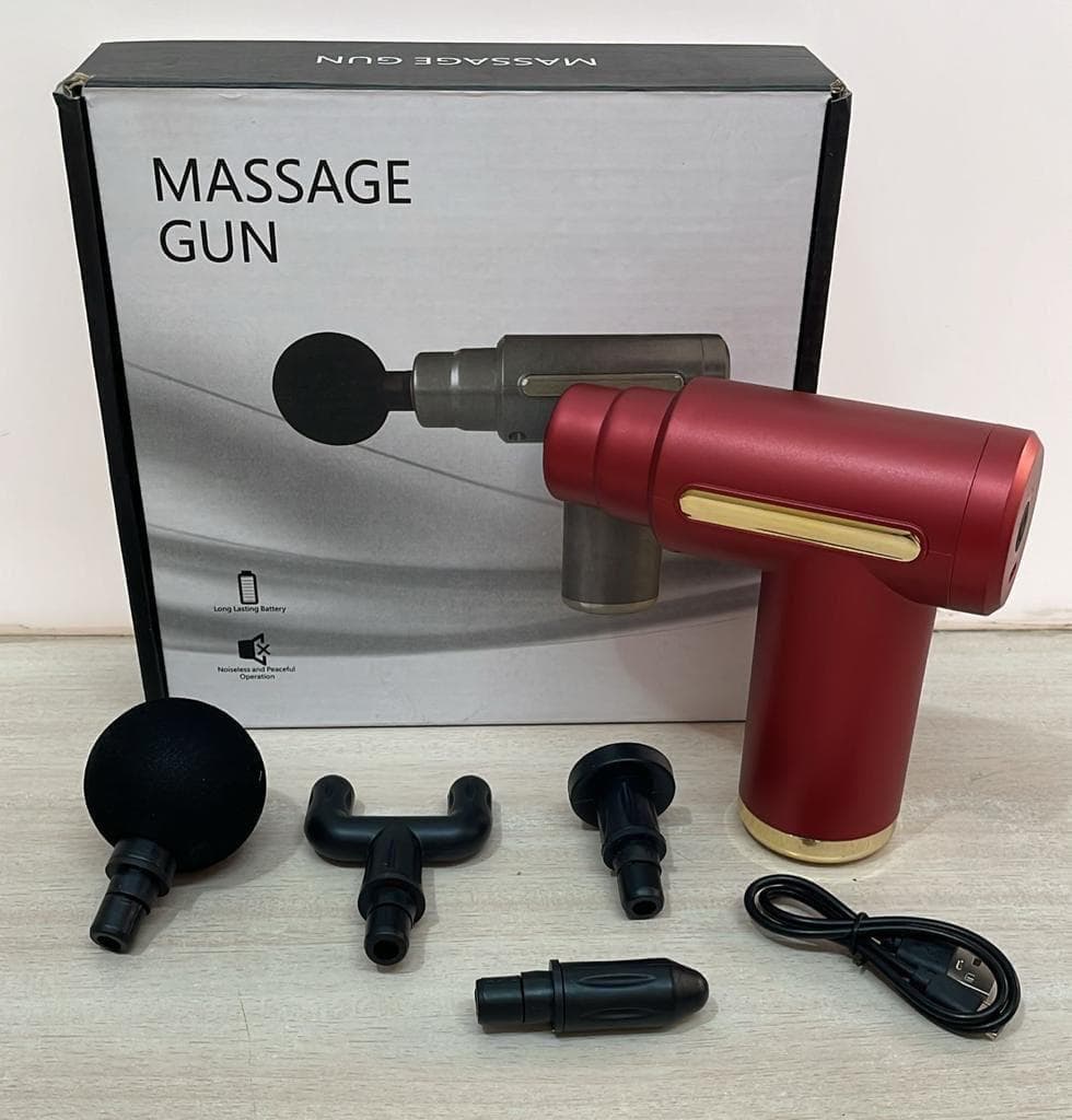 Professional Deep Tissue Massage Gun – Portable Percussion Muscle Massager with 4 Interchangeable Heads, Type-C Rechargeable & Quiet Operation for Pain Relief & Recovery