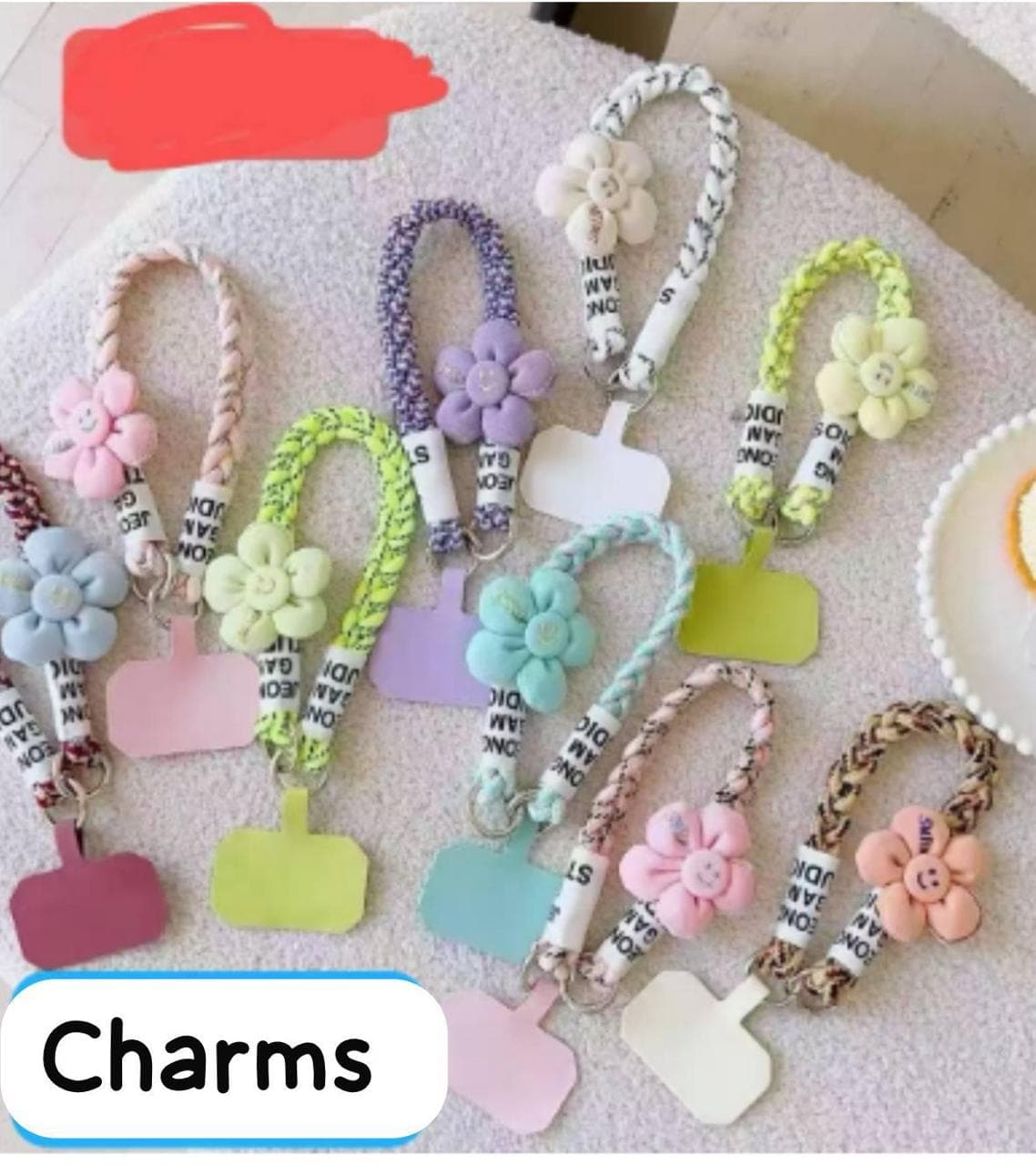 Universal Braided Rope Phone Lanyard & Wrist Strap with Smiley Flower Charm – Crossbody Neck Strap for All Smartphones