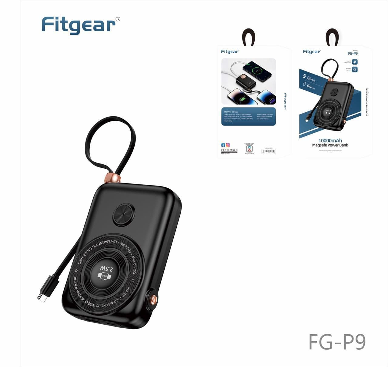 FITGEAR-P9 10000 mah Wireless 🛜 power bank 2 in one 1️⃣