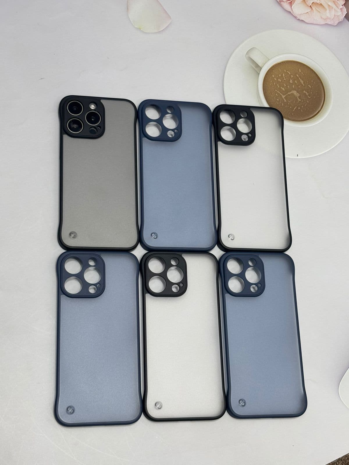 New arrival Matt back colour border Half cut divine case — Model: IP 14
