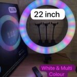 MJ56 22" RGB Multi-Color Ring Light – 3 Phone Holders & Remote | Very Bright