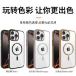 HIGH QUALITY TRANSPARENT MAGSAFE CASE WITH METAL KEY & COLOURING CAMERA RING