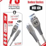 HD Gold Kobra Series HD 131 75W Metal Data Cable - Fast Charging & High-Speed Data