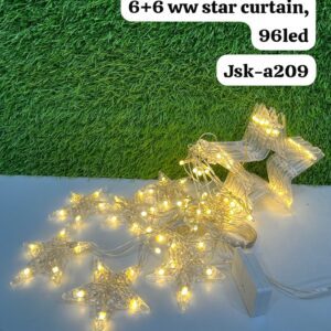 Star Shape LED Curtain Lights (6 Large + 6 Small) - Warm White (WW) - 96 LED - JSK-A209