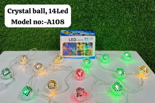14-LED Crystal/Mirror Ball Disco String Lights - Model A108