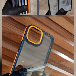 2 in 1 Metal Camera Ring N Button Case With Side Coloured Bordered N Black Transparent Back